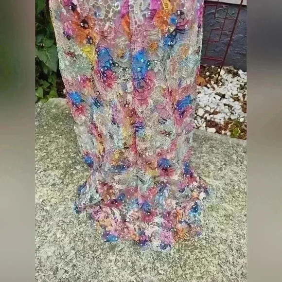 Blush prom by Alexia Multicolored Rhinestone Backless plunge size 6 - Picture 4 of 7